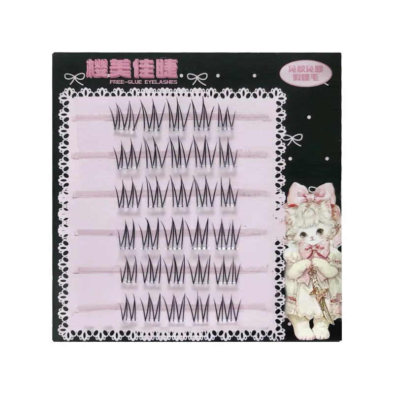 Glue-free Natural Korean False Eyelashes Clusters 6/10/20 Rows Curling Girl Group Eyelash Extension Perfect Daily Eye Makeup