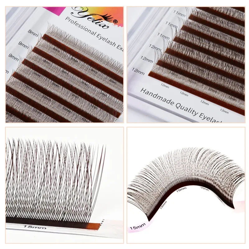 Yelix Brown 2D Y Premade Eye Lashes Single Tip Lash Extensions Natural Thick Soft No Loose Root Easy Fan Salon Lash Cilios Y