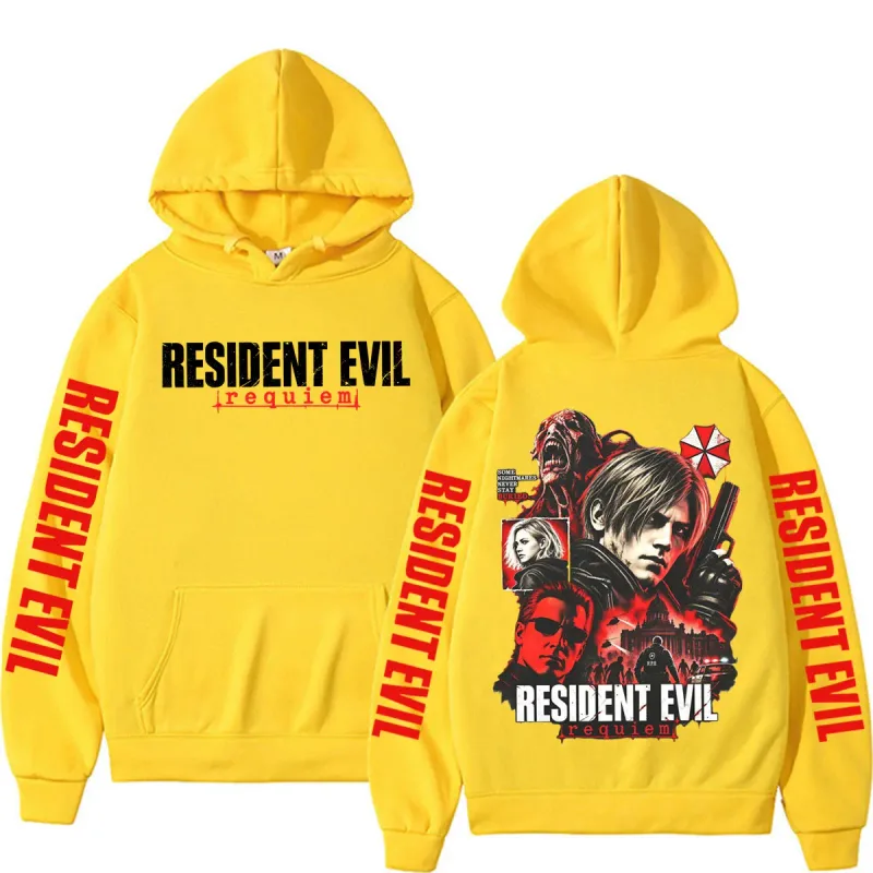 Leon Kennedy 生化危機安魂曲商品運動衫男士女士休閒高品質抓絨連帽衫原宿經典哥德連帽衫 — image 12