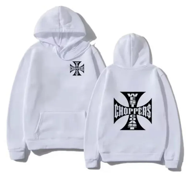 West Coast Iron Cross Choppers Tryckt Huvmode för män Cool tröja Unisex mode fleece Oversized hoodie Streetwear