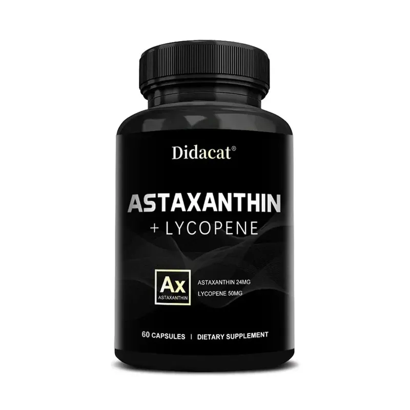 Astaxanthin 24mg + Lycopene 50mg Natural Antioxidant From Microalgae Astaxanthin Supplement Support Eye Skin Health Non-GMO
