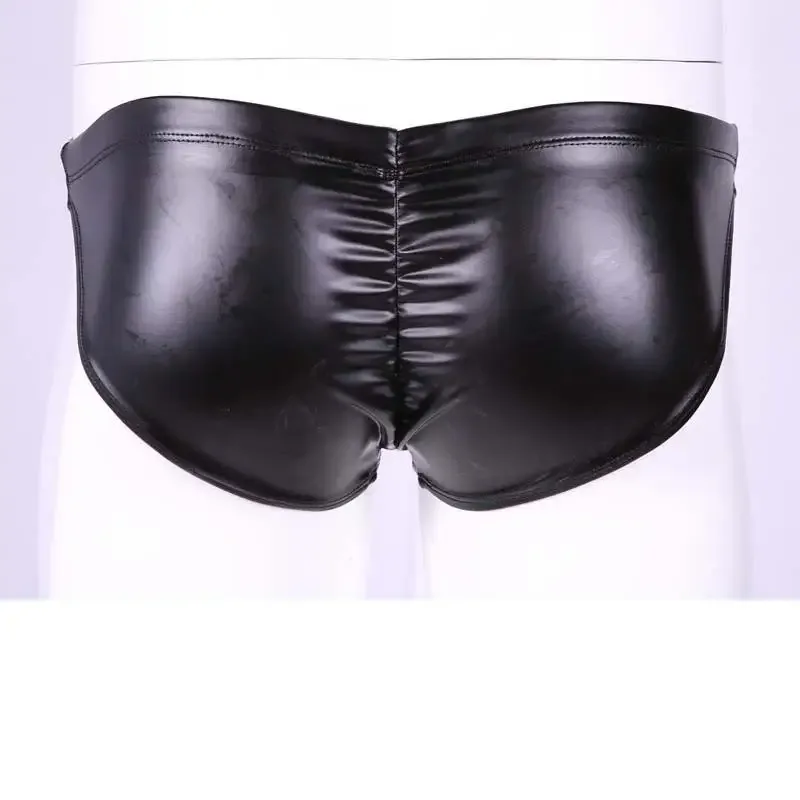 Celana Renang Mengkilap Minyak Busa PU Elastis Bokong Rendah Pengangkat Bikini Slip Shirring Jahitan Selangkangan Pakaian Dalam Celana Pendek Mandi