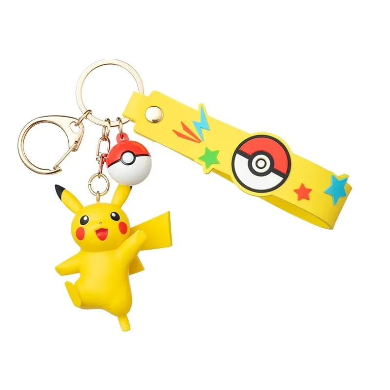 Genuine Pokemon Pikachu Keychain Gengar Morpeko Cubone Snorlax Mimikyu Anime Action Figure Toy Keyring Fragrance Pendant Gift