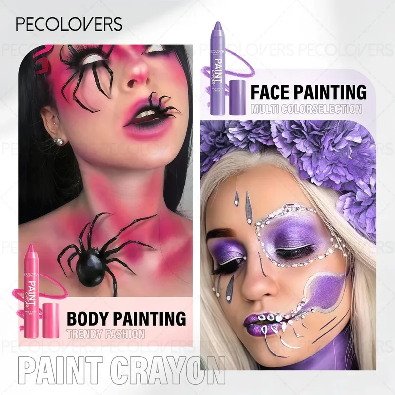 8PCS Facial Painting Suit Multi-color Paint Pen+eyeliner Pen+lipstick+makeup Tool Waterproof Suitable for Holiday Makeup — image 4