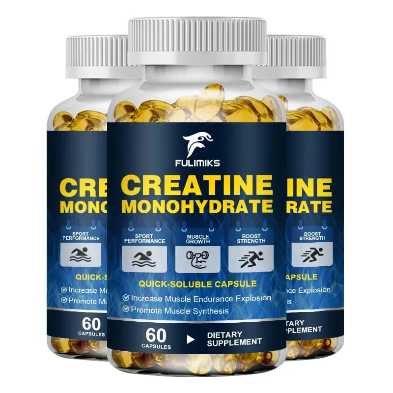 High Potency Creatine Monohydrate Capsules 3000mg Supports Muscle Growth Athletic Performance Energy Levels & Daily Gym