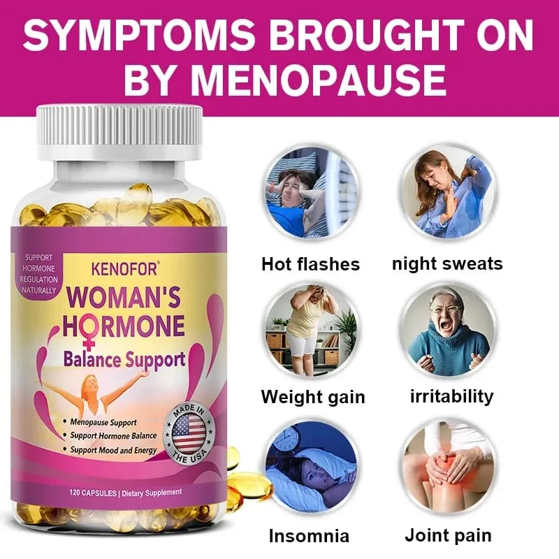 Menopause Support Supplement for Women - Relieves Fatigue Bloating Hot Flashes Mood Swings - Supports PMS PMDD PCOS