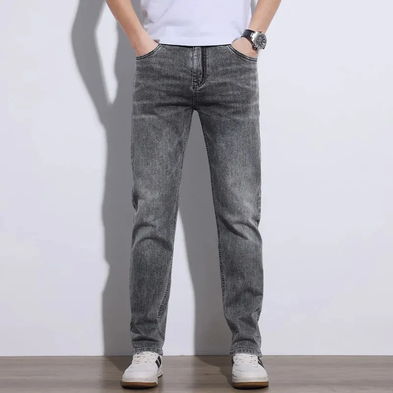 Men's Jeans Stretch Slim Regular Fit Gray Light Blue Dark Blue Jeans For Men Denim Pants Causal Streetwear Mens Clothing