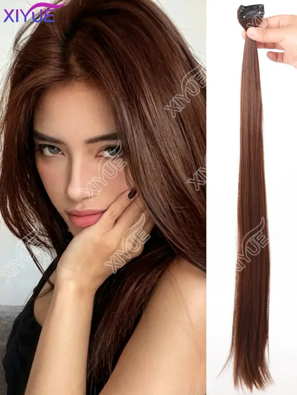 24 inch synthetic hair extension Wig patch invisible seamless for women 5-piece set straight to increase hair volume