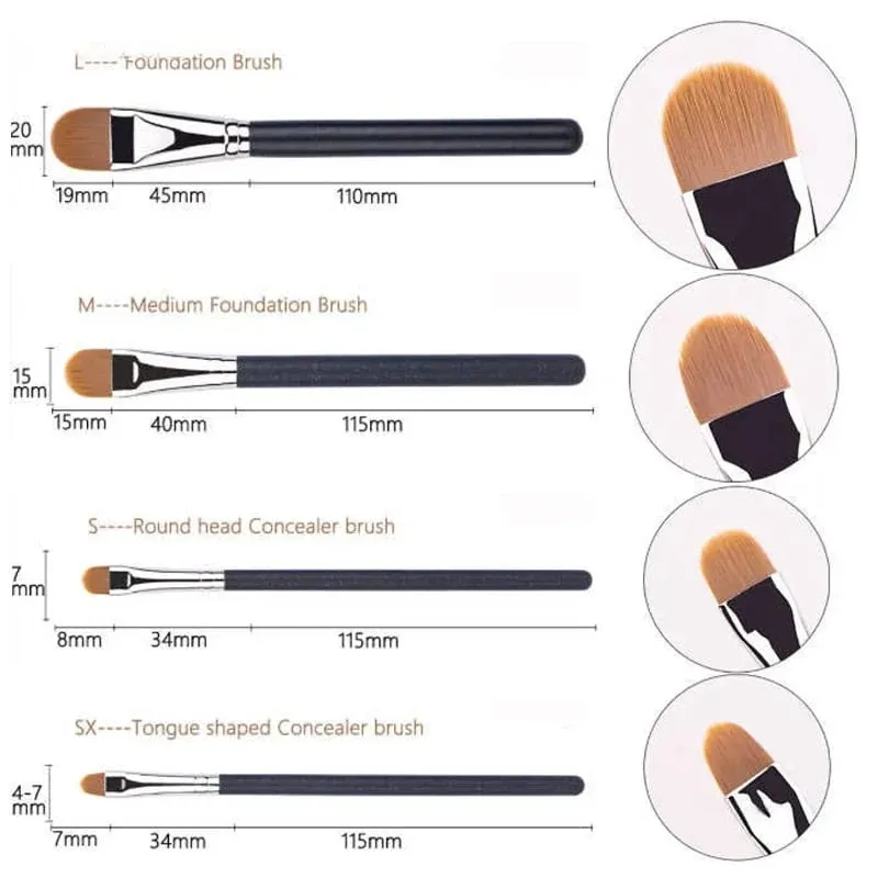 Ultra-thin Foundation Concealer Brushes 4-type Sizes Professional Liquid Foundation Cream Soft Hair Makeup Brush Make Up Tools — image 5