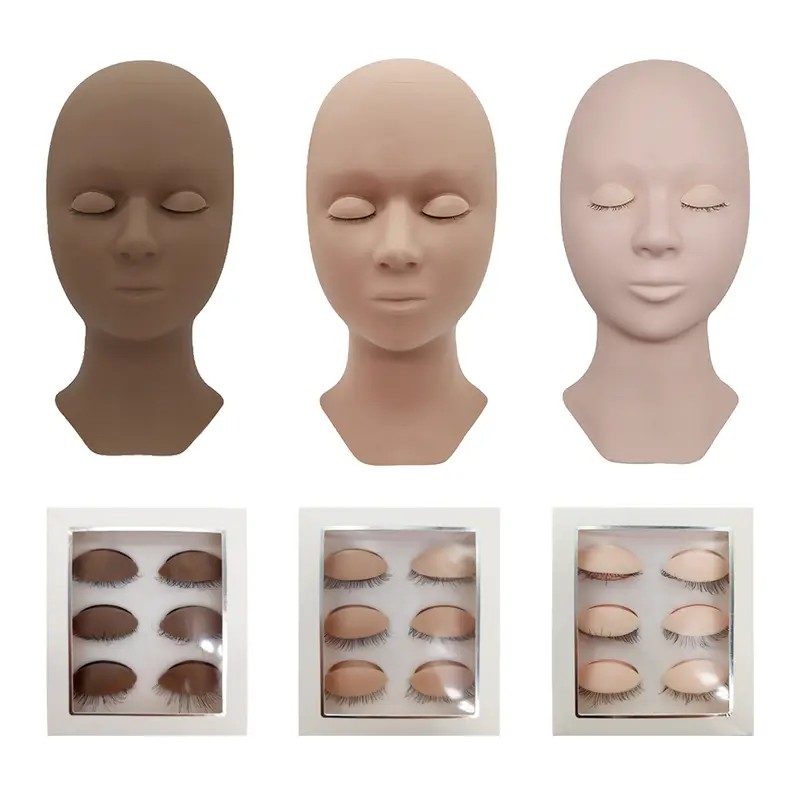 Mannequin Head For Eyelash Extension Training Kit With Removable Eyelids Silicone Cosmetic Model Heads Makeup Tools Gel Material — image 2