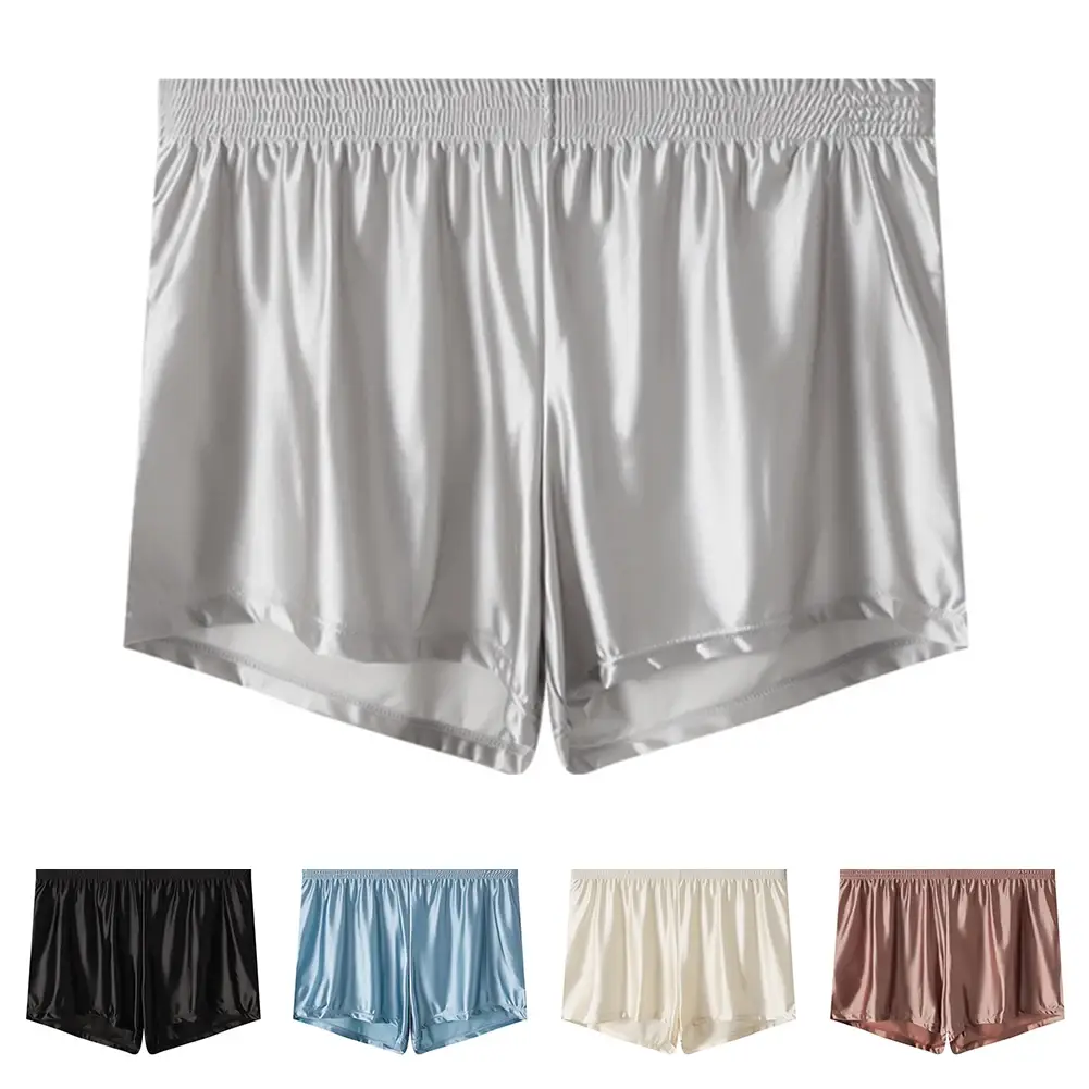 1 pz Uomini di Seta del Ghiaccio Liscia Solido Boxer Mutandine L-3XL di Grandi Dimensioni Allentato Degli Indumenti Da Notte Della Biancheria Intima Tronchi Senza Soluzione di Continuità Comodi Indumenti Da Notte