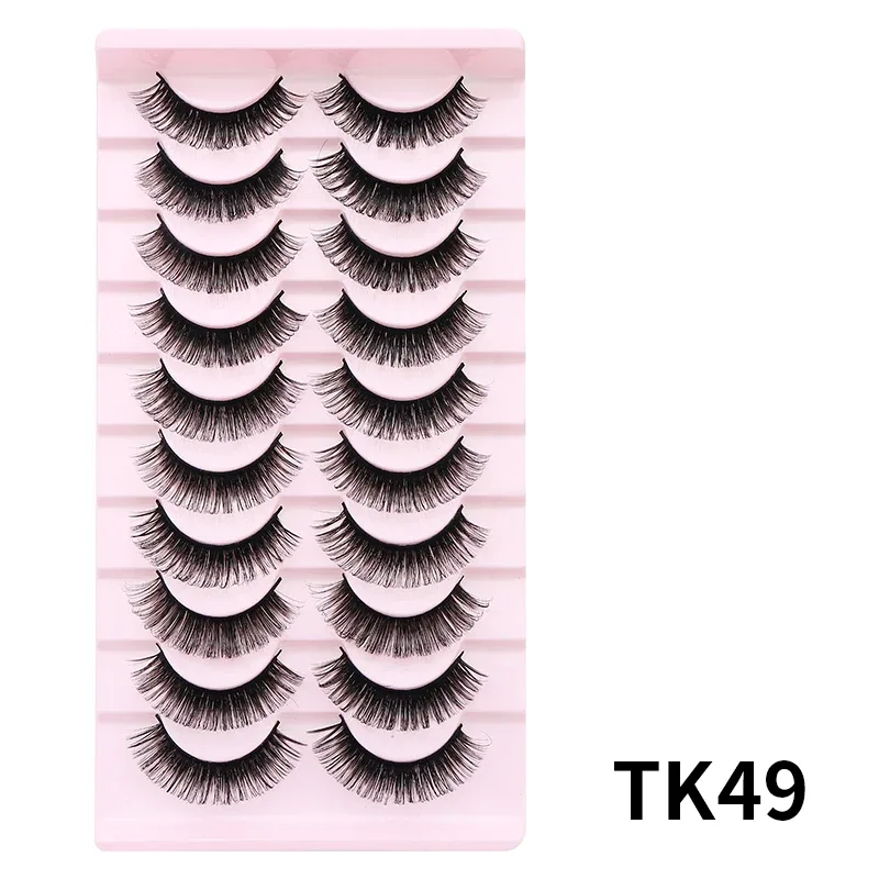10 Pairs Russian DD Curl Bulk Fluffy Strip Lashes Natural Soft False Eyelashes Reusable Handmade Eye Lashes for Daily&Party