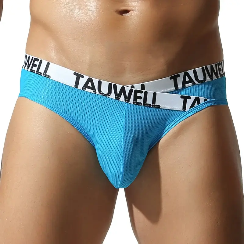 Tauwell Men's Fashion Low-Waist Sports Underwear Breathable Mesh Small V Waist Triangle Briefs