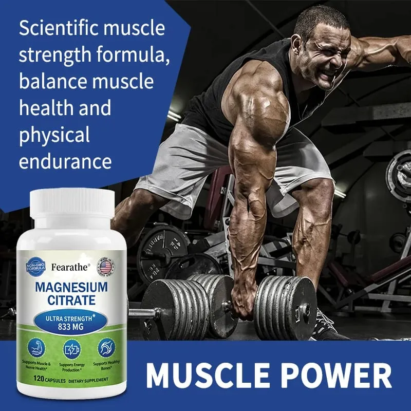 Cápsulas de citrato de magnesio Ayuda nutricional altamente absorbible Relajación Sueño Hueso Corazón Nervio Músculo y metabolismo