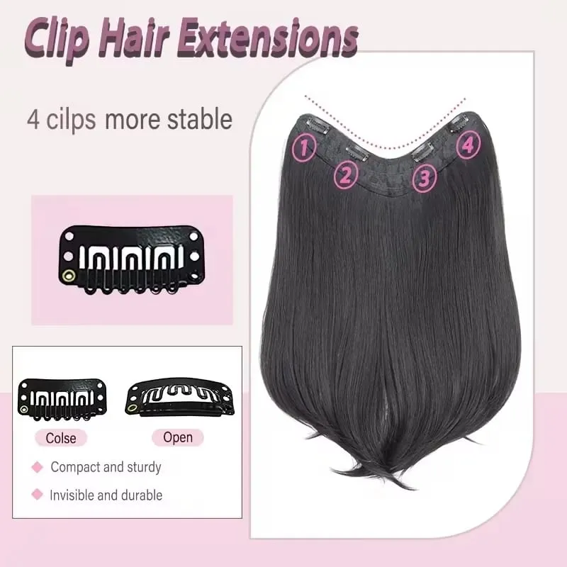 18Inch Synthetic Long Straight Hair Extension 4 Clips Increase Volume Heat-resistant Fake Fashion Hairpiece for Women Daily