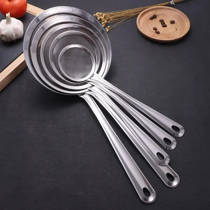 Multi-functional Fine Mesh Strainers Oil Strainer Skimmer Stainless Steel Filter Spoon Oil Colander Flour Colander Sifter