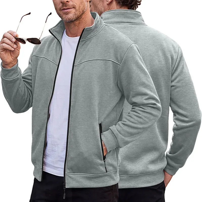Four Seasons men's full-zip soft-shell jacket with stand-up collar, side pockets, long sleeves and relaxed casual style