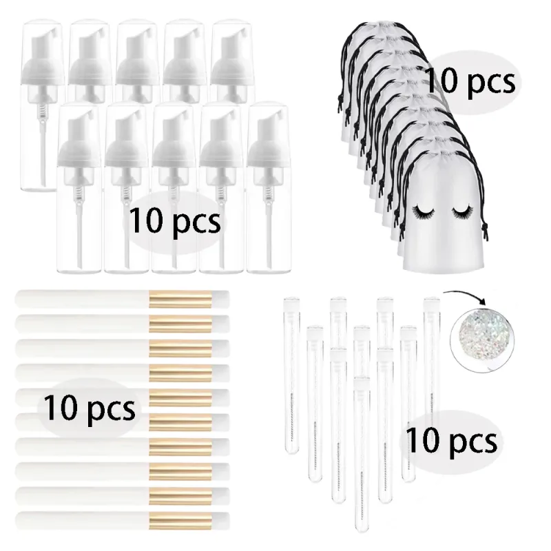 20/40Pcs 60ml Plastic Refillable Leakproof Empty Foam Pump Bottles Lash Shampoo Kit Travel Soap Dispenser Face Wash Makeup Tools