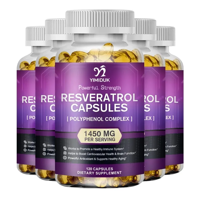 Resveratrol 1450mg Trans-Resveratrol Antioxidant Supplement Support Cardiovascular Digestive Joint Health & Immune System