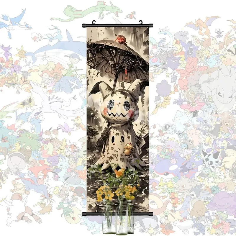 Printed Poster Anime Wall Artwork Gengar Pictures Charizard Painting Canvas Pikachu Hanging Scrolls Home Room Decor