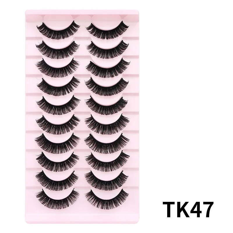 10 Pairs Russian DD Curl Bulk Fluffy Strip Lashes Natural Soft False Eyelashes Reusable Handmade Eye Lashes for Daily&Party
