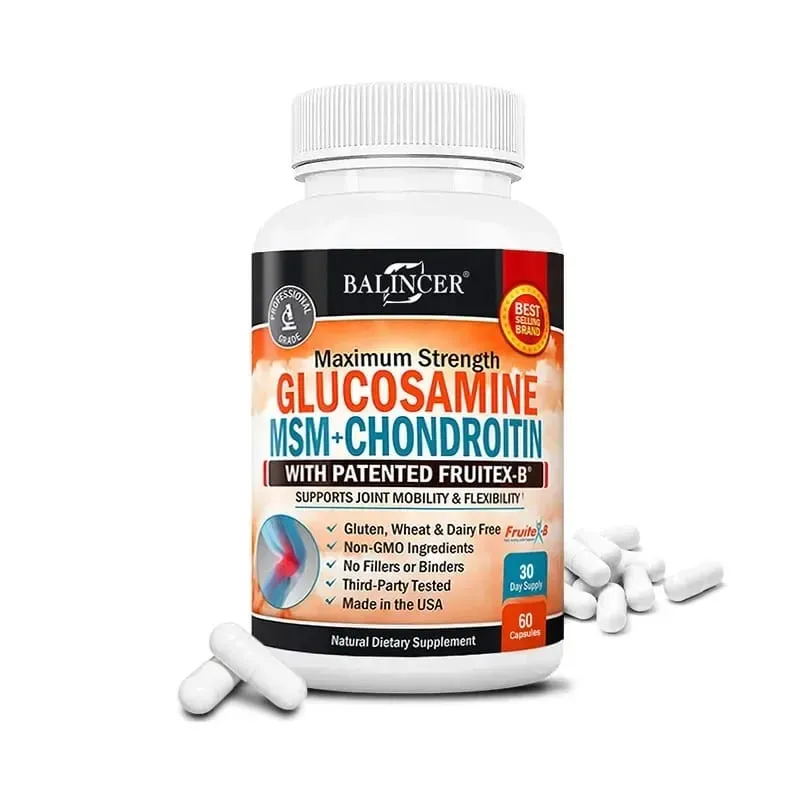 Glucosamine Chondroitin MSM - Joint Support Supplement for Men and Women - Relieve Joint Discomfort 30/60/120 Capsules NON-GMO