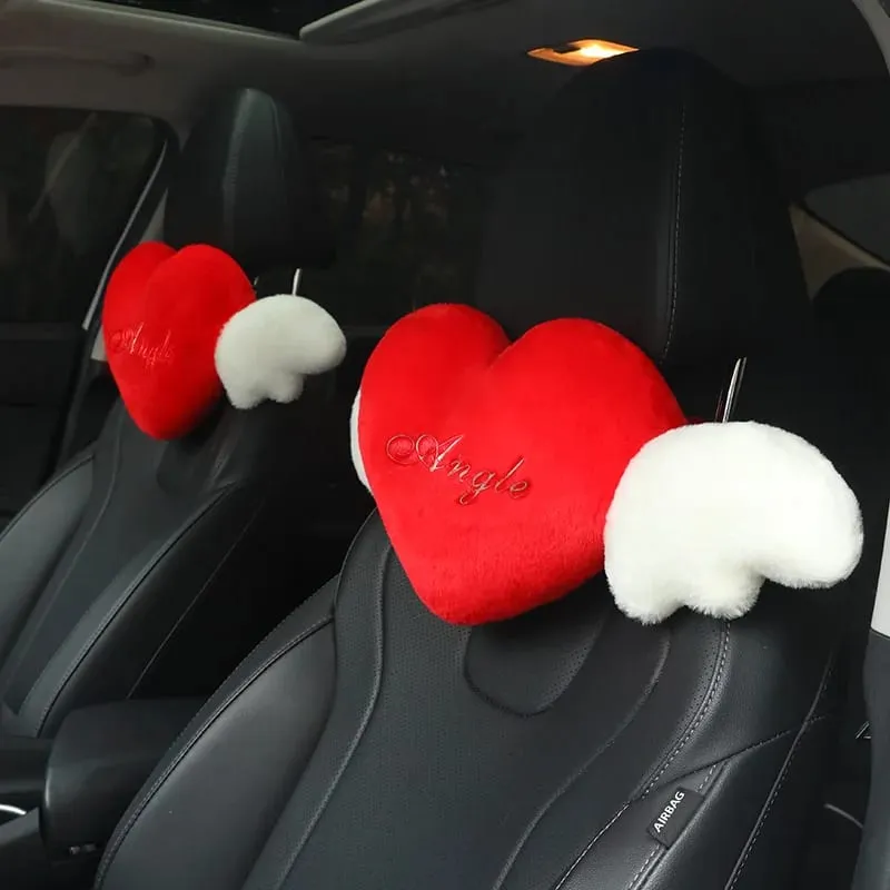 Cute Angel Heart Plush Pillow with Wings Soft Fluffy Love Heart Stuffed Cushion Car Sofa Home Decor Valentine Creative Gift