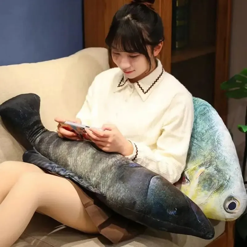 Sofa Cushion PP Cotton Simulation Sea Fish Soft Stuffed Sea Fish Stuffed Bream Salmon Fish Sleeping Pillow Bedroom