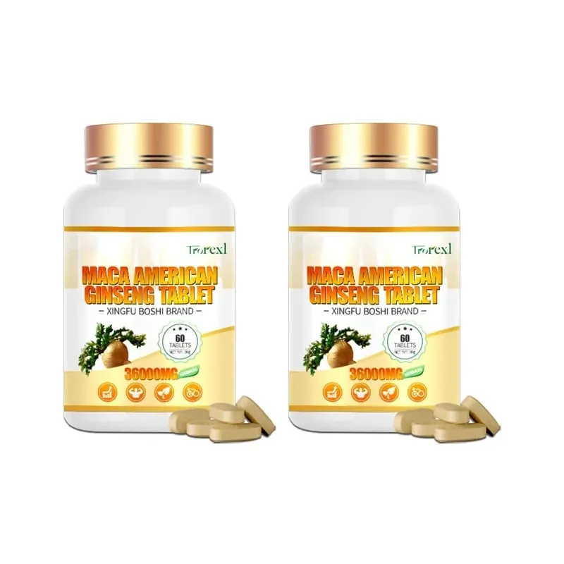 Organic Maca Root Powder with Ginseng Extract Supplement for Men and Women Health- Vegan Potency enhancement Pills