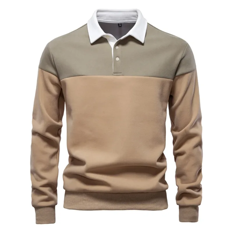 Felpa da uomo in cotone premium Felpa a blocchi di colore Felpa sociale casual da lavoro a maniche lunghe
