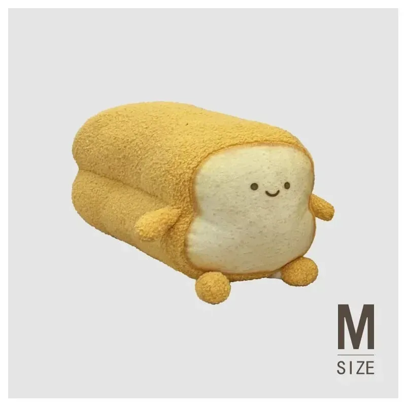 Soft Toast Shaped Stuffed Cushion Emotion Face Design Home Living Room Decoration Kids Daily Rest Practical Birthday Gift Pillow