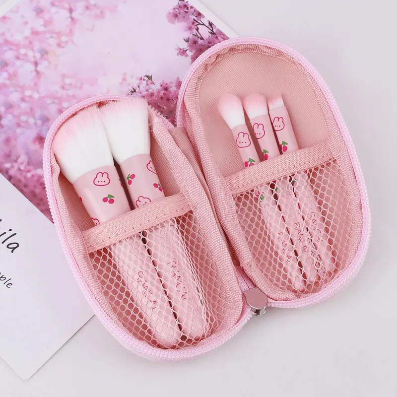 5-delige schattige compacte make-upborstelset met etui Premium borstel voor onberispelijke foundation Blush oogschaduwtoepassing Beauty Tools