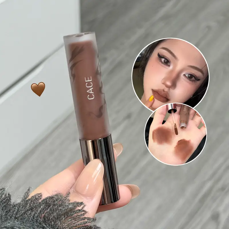 Punk Dark Brown Lip Mud Nude Matte Orange Brown Lip Gloss Raspberry Red Liquid Lipstick Waterproof Non Stick Cup Lip Tint Makeup