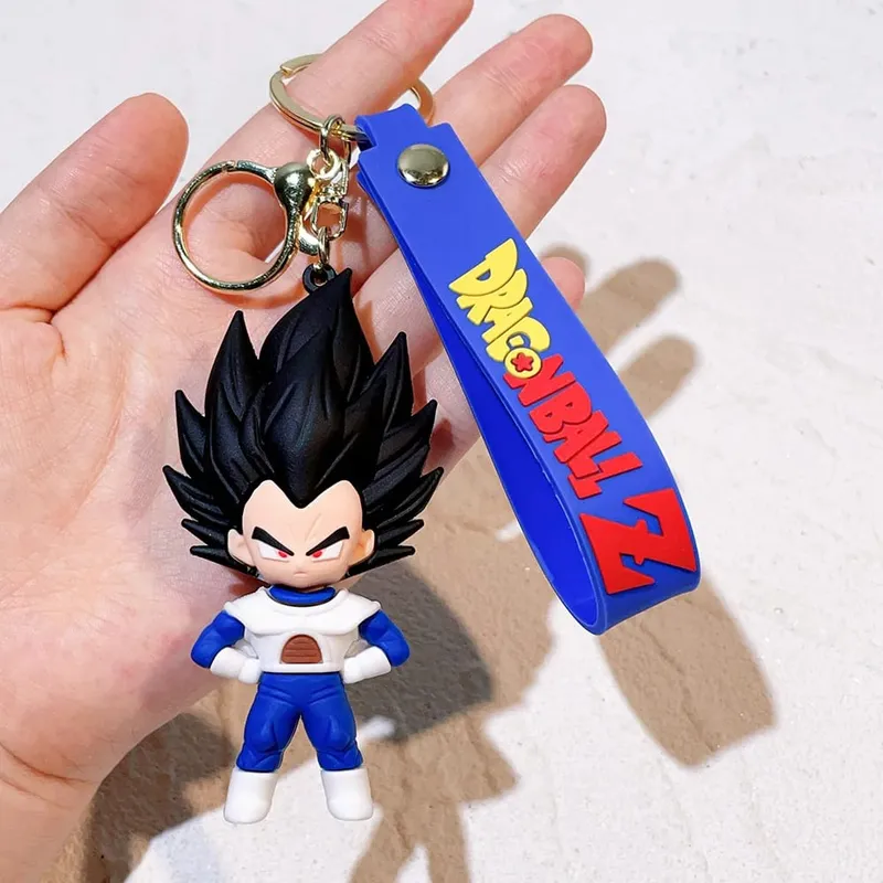 Anime Dragon Ball Keychain PVC Cartoon Cartoon Figure Trunks Son Goku Piccolo Buu Vegeta Figures Key Chain Keyring Bag Decor