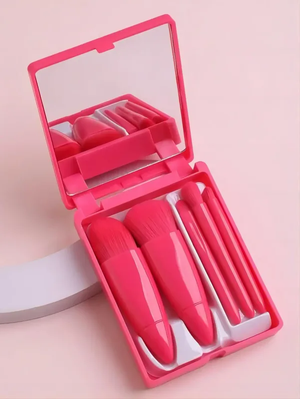 5pcs Mini Makeup Brushes Small Function Kit Complete Cosmetic Brushes With Case And Mirror Travel Size Makeup Brushes Set — image 8