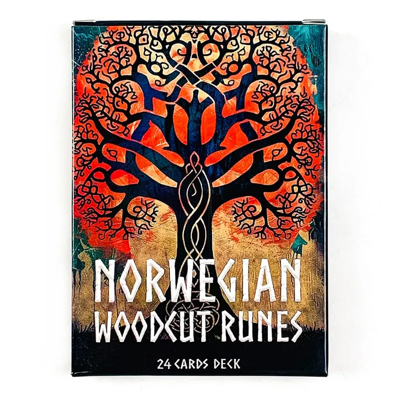 10*7CM Norwegian Woodcut Runes Oracle Deck A 24 Cards Deck English Version The Elder Futhark Runes Oracle Deck Divination & Gift