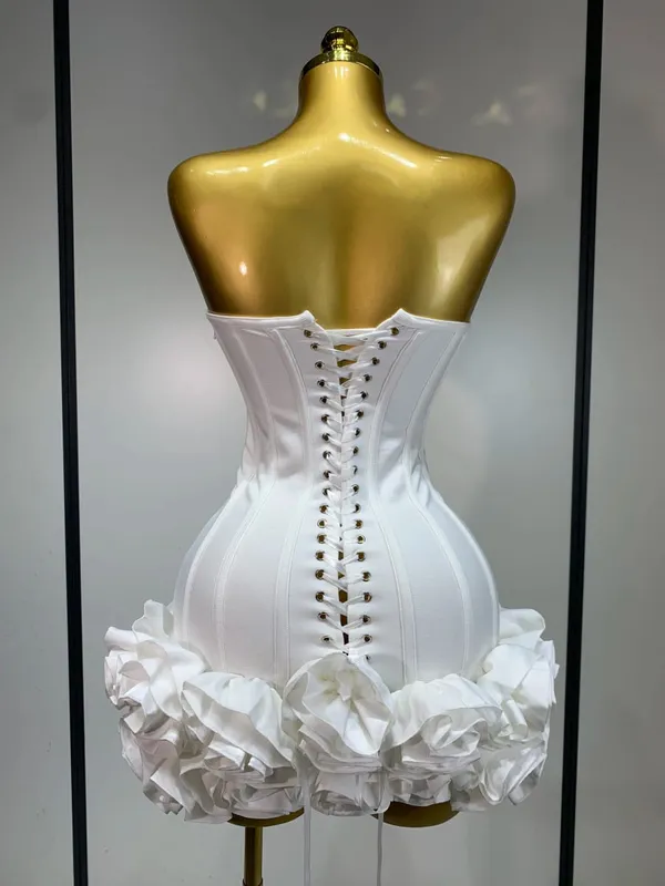 Minivestido Sexy sin tirantes para mujer, vestido de fiesta de flores, alfombra roja de celebridad, fiesta de noche, celebración de cumpleaños, vestidos de Club