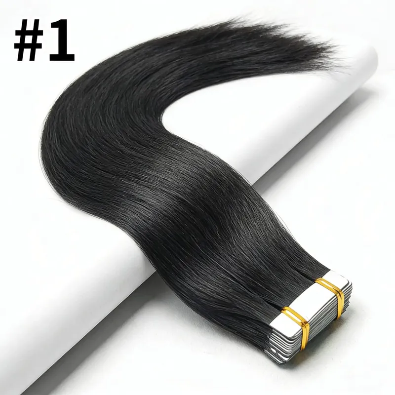 Straight Tape In Hair Extensions 100% Real Remy Human Hair Skin Weft Salon Quality For Woman 50G Tape Ins Human Hair Extension