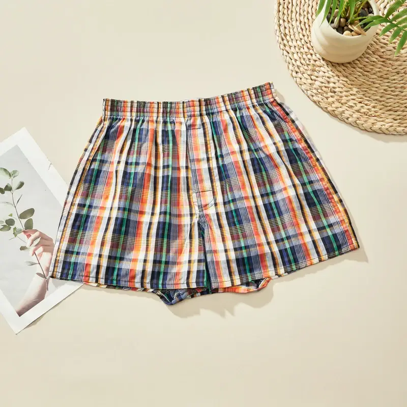 Random 4PCS Men's Fashion Arrow Shorts Home Shorts Men's Underwear Comfortable Breathable Plaid Underwear