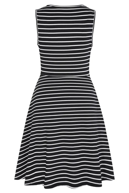 Womens Sleeveless Elegant Keyhole Work Office A-Line Stries Business Casual Party Slim Fit And Flare Swing Dress — image 3