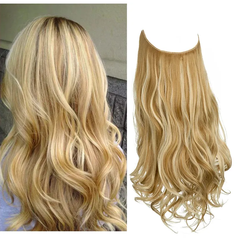 Premium Synthetic Invisible Wire With Clips Natural Hair Extension False Long Wavy Daily Use Clip In Hair Piece For Women