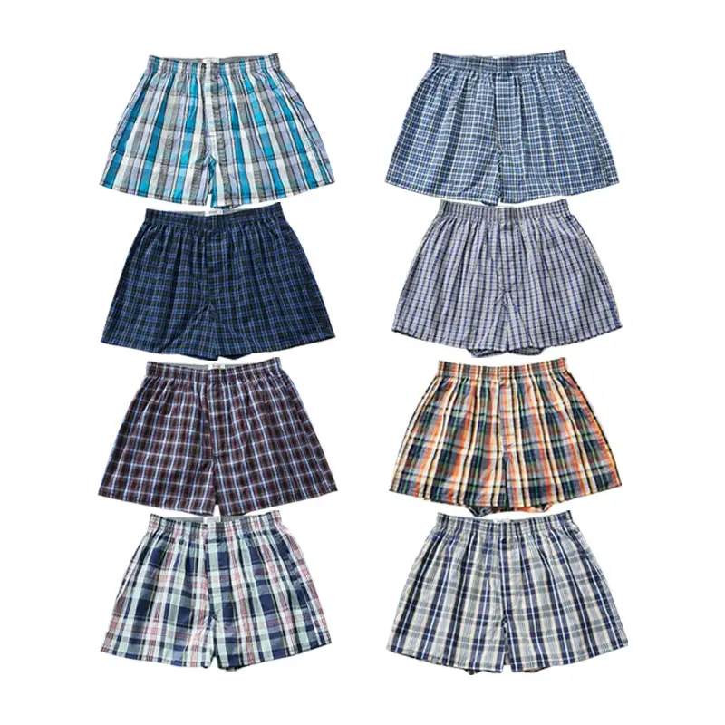 Random 4PCS Men's Fashion Arrow Shorts Home Shorts Men's Underwear Comfortable Breathable Plaid Underwear