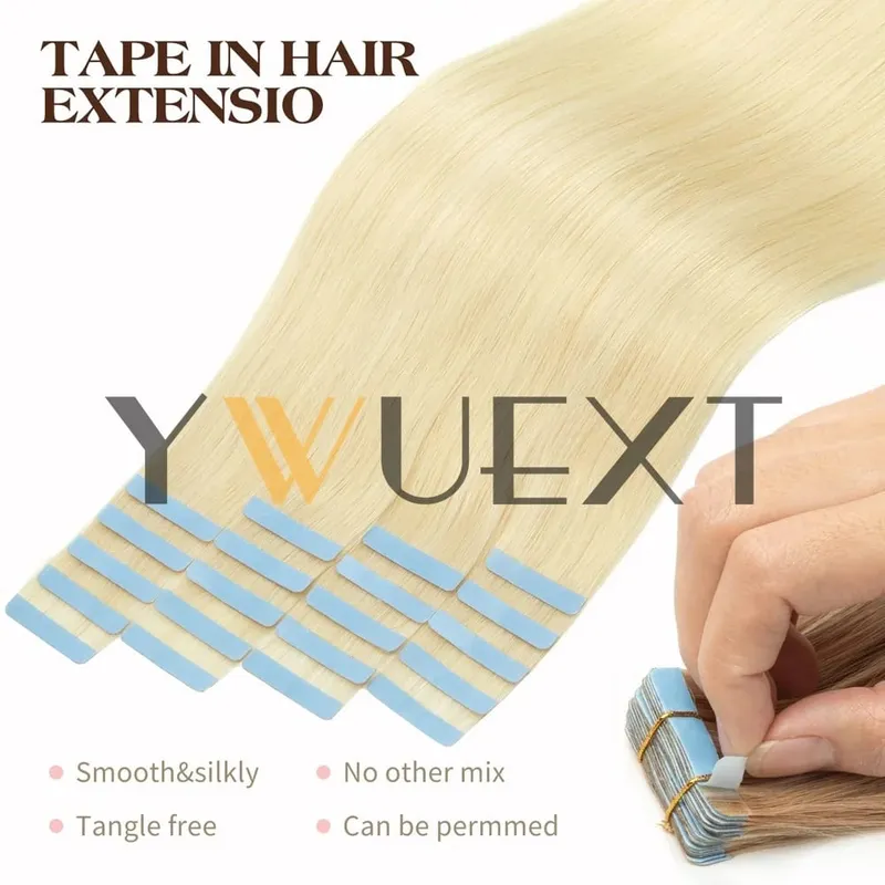 Tape in Human Hair Extensions 12-20 Inches Seamless PU Skin Weft Tape Hair Natural Straight 20pcs/pack 30G Tape Glue — image 5