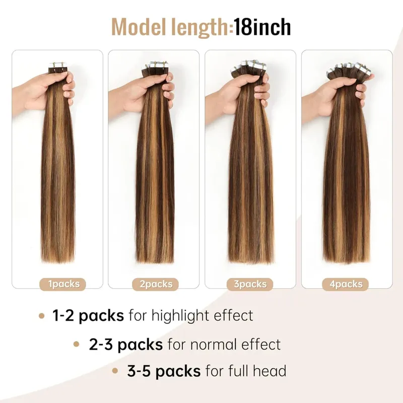 Highlight #4/27 Straight Tape In Hair Extensions Skin Weft Tape In Human Hair Extensions For Salon High Quality 100% Human Hair — image 5