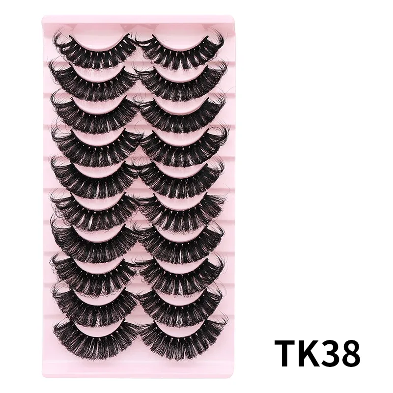 10 Pairs Russian DD Curl Bulk Fluffy Strip Lashes Natural Soft False Eyelashes Reusable Handmade Eye Lashes for Daily&Party