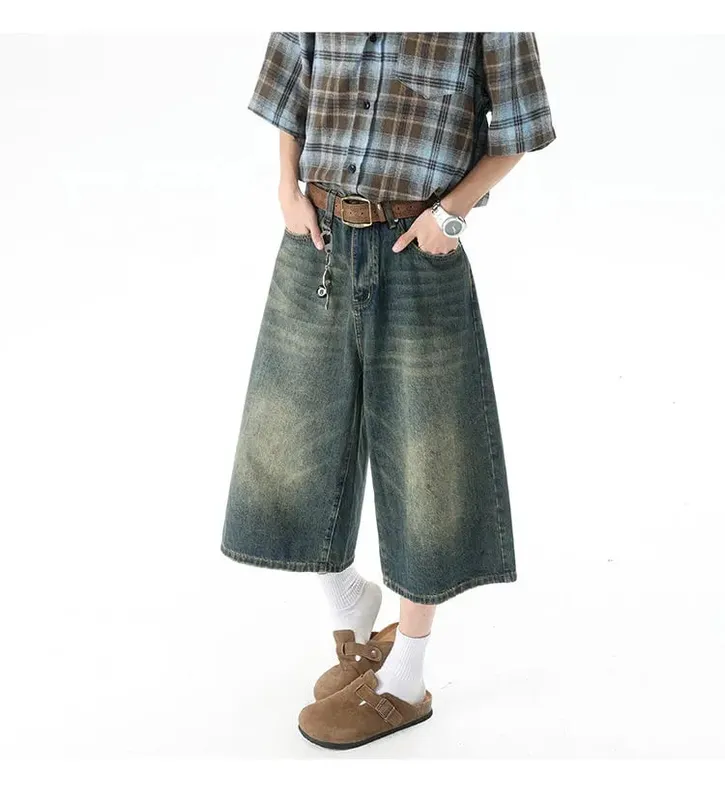 Több zsebes Cargo Nadrág Nyári Rövid Farmer Lakónadrág Hip Hop Utcai Ruházat Tágas farmer rövidnadrág Alkalmi széles szárú Capris nadrág 5XL-M — image 10
