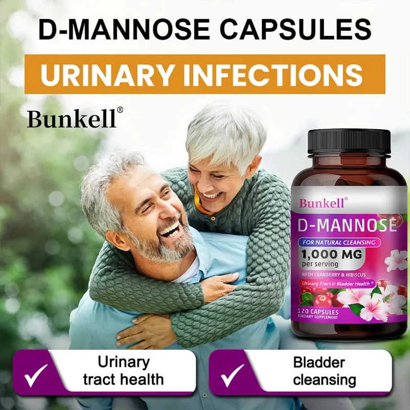 D-Mannose 1000mg Capsules - Cranberry Dandelion Hibiscus Support Urinary Tract Bladder Health Internal Cleansing & Immune