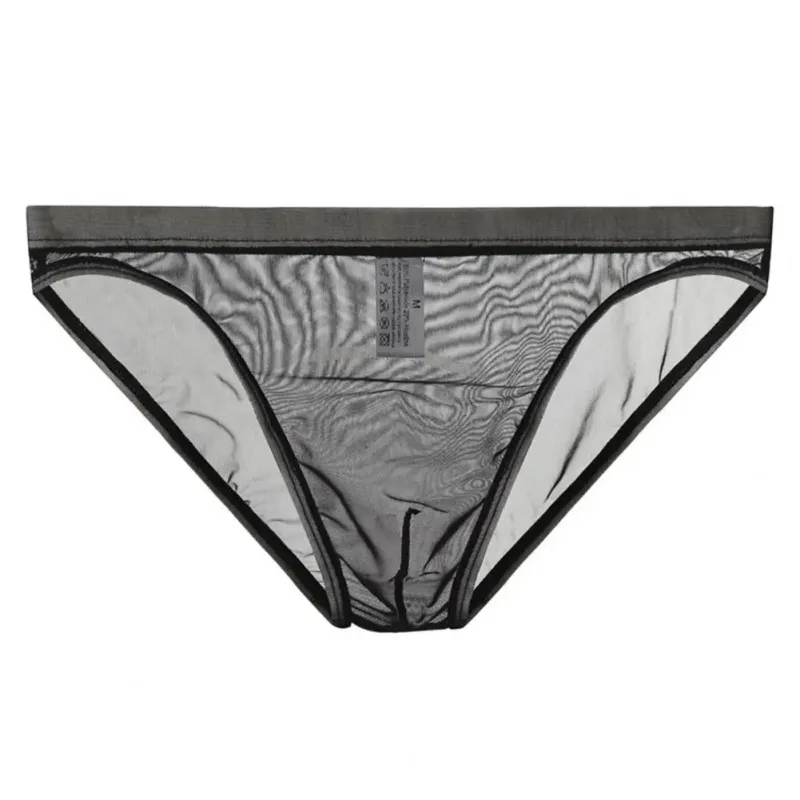 Men Seamless Ice Silk Briefs Low-rise Ultra-Thin See-through Panties Solid Color Quick Drying Underwear