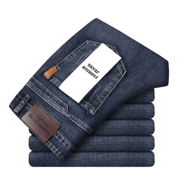 2026 Straight Regular Blue Slim Fit Stretch Denim Trousers Spring Autumn Men Classic Jeans Business Fashion Men's Smart Jeans — image 1