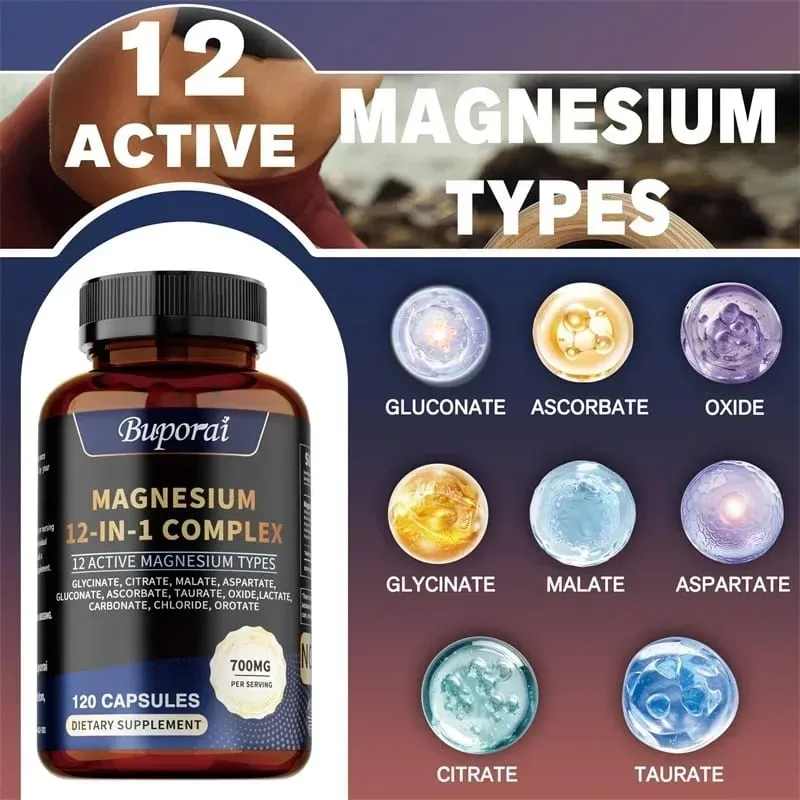 Magnesium Complex Capsules - Contains Citrate and Malate To Support Bone Heart and Muscle Health Boost Immunity Non-GMOSupple